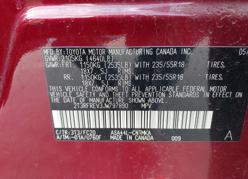 Photo 9 of 2018 Toyota Rav4 ADVENTURE (VIN 2T3RFREV3JW797890)