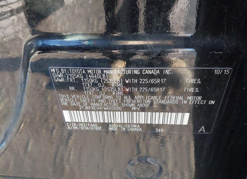 Photo 9 of 2015 Toyota Rav4 XLE (VIN 2T3RFREV4FW402090)