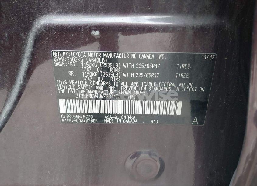 Photo 9 of 2018 Toyota Rav4 XLE (VIN 2T3RFREV4JW729145)