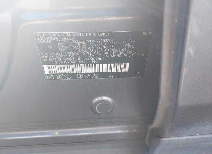 Photo 9 of 2013 Toyota Rav4 XLE (VIN 2T3RFREV5DW101244)