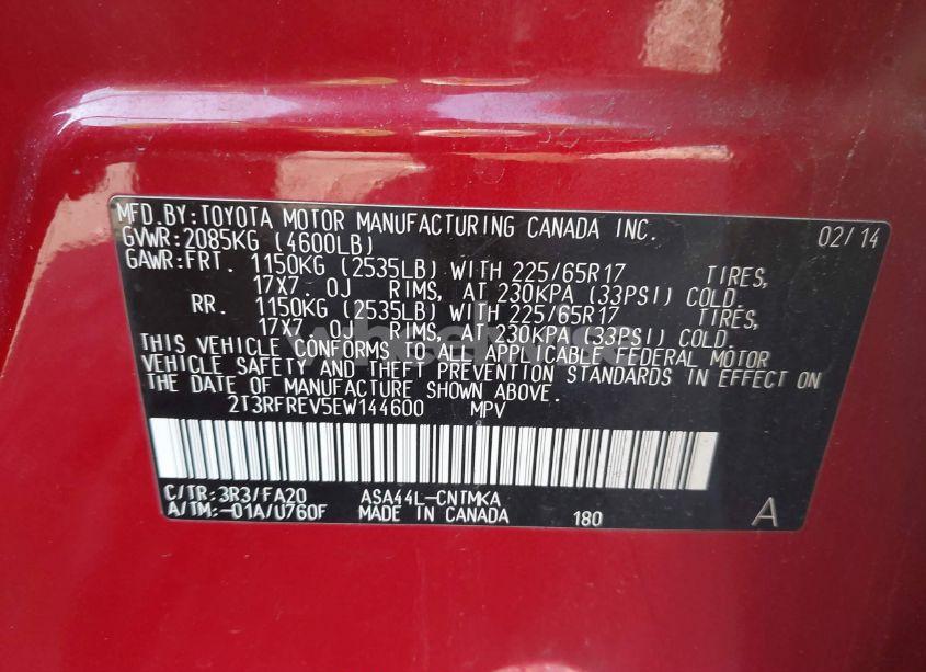 Photo 9 of 2014 Toyota Rav4 XLE (VIN 2T3RFREV5EW144600)