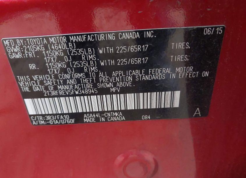 Photo 9 of 2015 Toyota Rav4 XLE (VIN 2T3RFREV5FW348945)