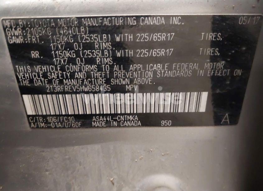 Photo 9 of 2017 Toyota Rav4 XLE (VIN 2T3RFREV5HW658435)