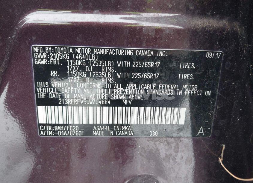 Photo 9 of 2018 Toyota Rav4 XLE (VIN 2T3RFREV5JW704884)