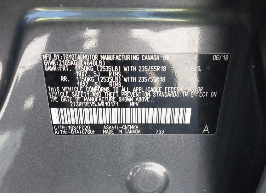 Photo 9 of 2018 Toyota Rav4 ADVENTURE (VIN 2T3RFREV5JW810171)