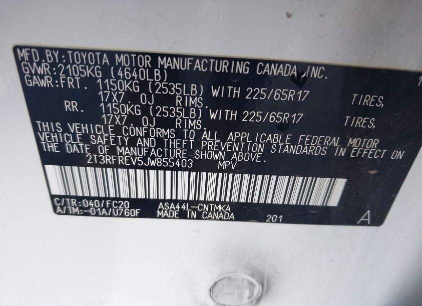 Photo 9 of 2018 Toyota Rav4 ADVENTURE/XLE (VIN 2T3RFREV5JW855403)