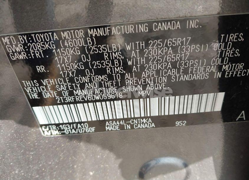 Photo 9 of 2013 Toyota Rav4 XLE (VIN 2T3RFREV6DW059618)