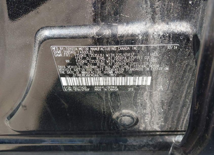 Photo 9 of 2015 Toyota Rav4 XLE (VIN 2T3RFREV6FW248787)