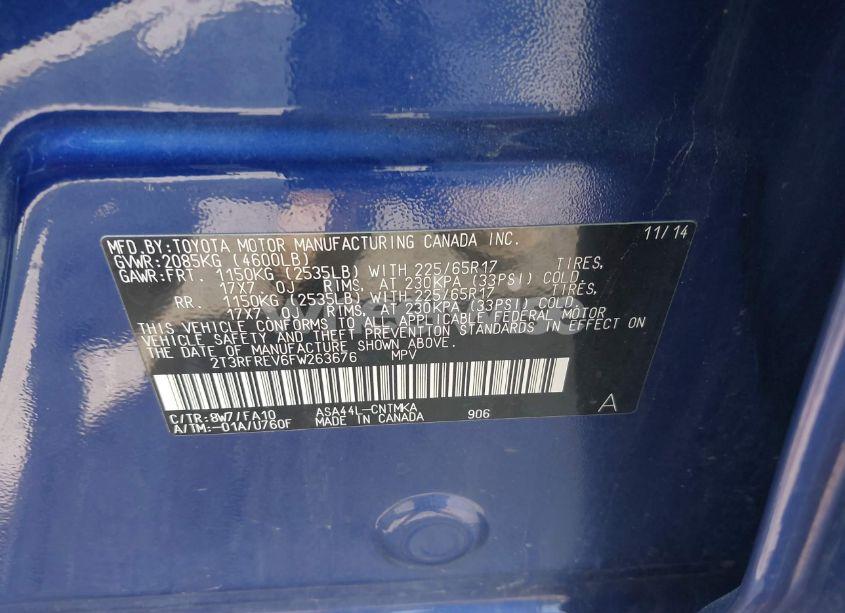 Photo 9 of 2015 Toyota Rav4 XLE (VIN 2T3RFREV6FW263676)