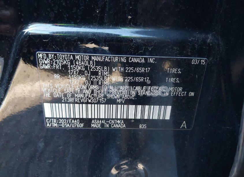 Photo 9 of 2015 Toyota Rav4 XLE (VIN 2T3RFREV6FW307157)