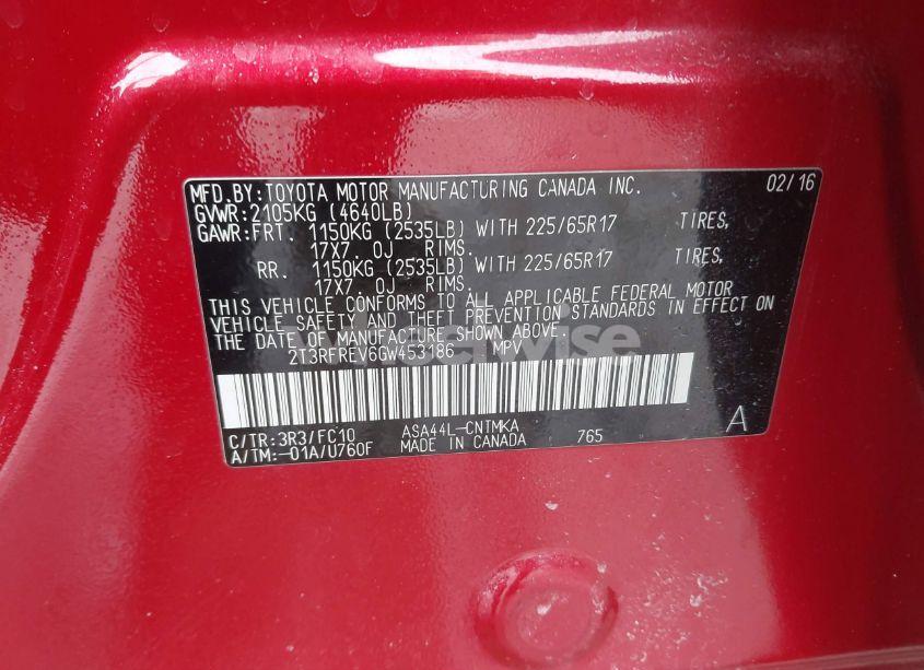 Photo 9 of 2016 Toyota Rav4 XLE (VIN 2T3RFREV6GW453186)