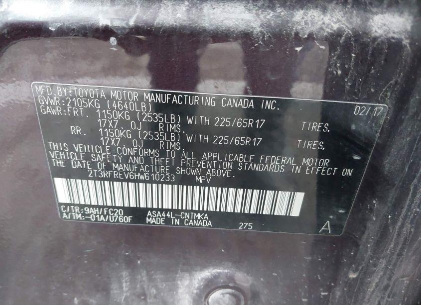 Photo 9 of 2017 Toyota Rav4 XLE (VIN 2T3RFREV6HW610233)