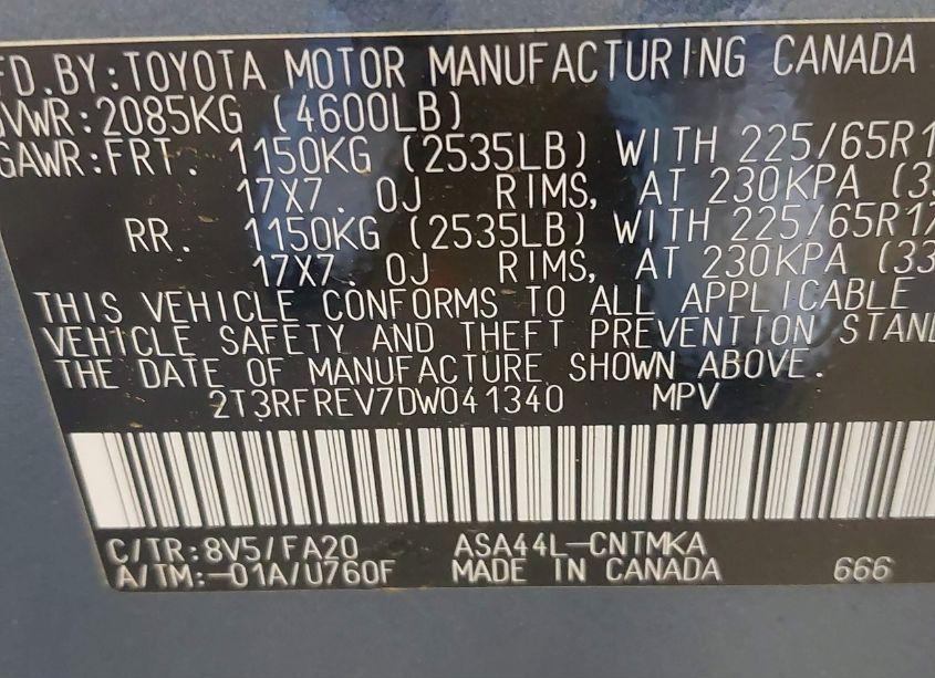 Photo 9 of 2013 Toyota Rav4 XLE (VIN 2T3RFREV7DW041340)