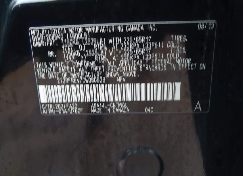 Photo 9 of 2013 Toyota Rav4 XLE (VIN 2T3RFREV7DW080929)