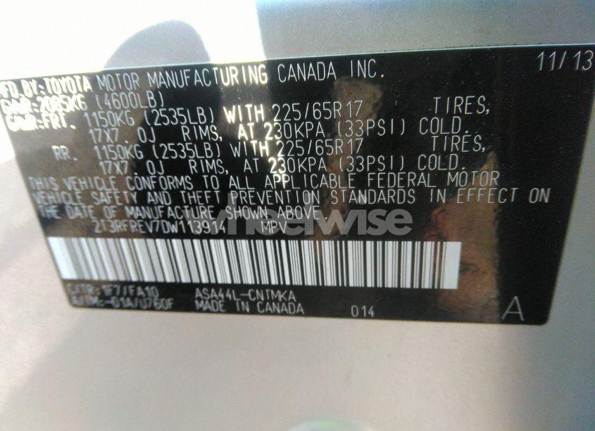 Photo 9 of 2013 Toyota Rav4 XLE (VIN 2T3RFREV7DW113914)