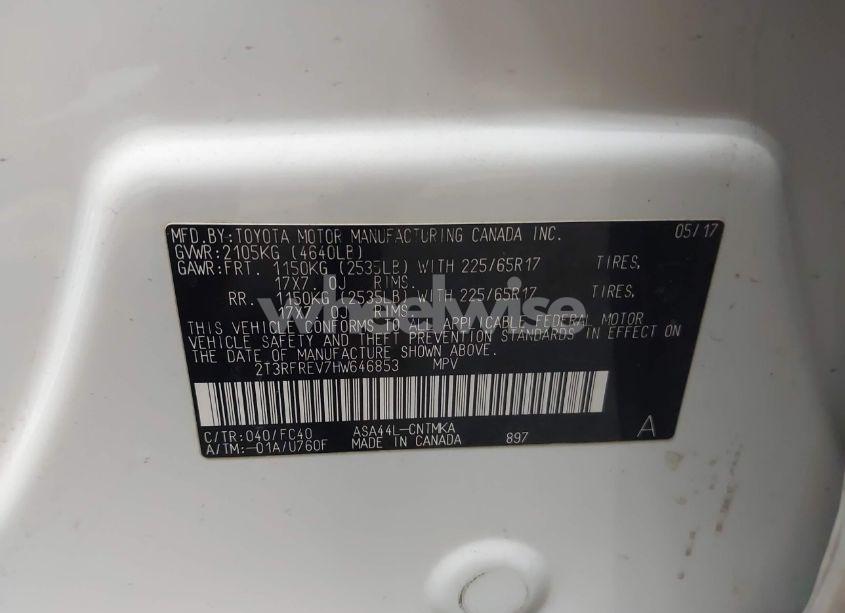 Photo 9 of 2017 Toyota Rav4 XLE (VIN 2T3RFREV7HW646853)