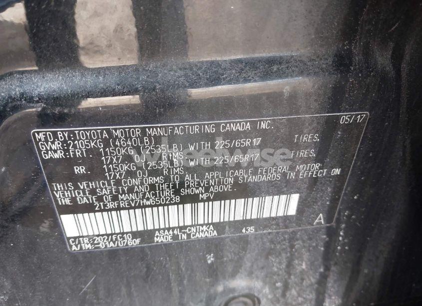 Photo 9 of 2017 Toyota Rav4 XLE (VIN 2T3RFREV7HW650238)