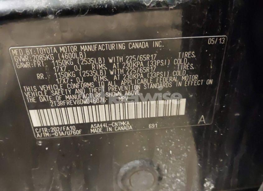 Photo 9 of 2013 Toyota Rav4 XLE (VIN 2T3RFREV8DW046076)