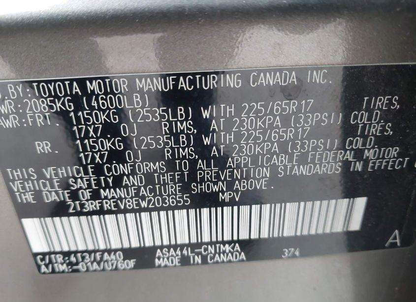 Photo 9 of 2014 Toyota Rav4 XLE (VIN 2T3RFREV8EW203655)