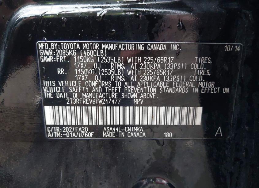 Photo 9 of 2015 Toyota Rav4 XLE (VIN 2T3RFREV8FW247477)