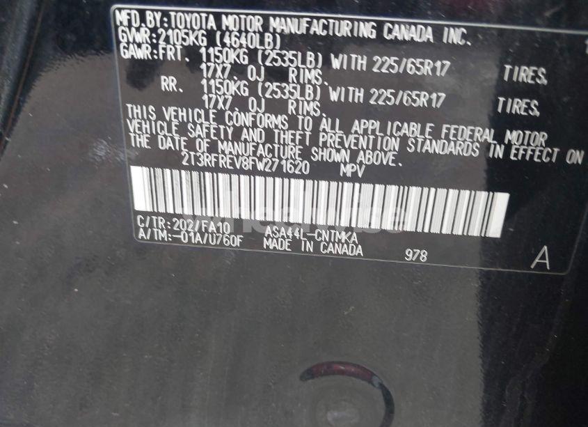 Photo 9 of 2015 Toyota Rav4 XLE (VIN 2T3RFREV8FW271620)