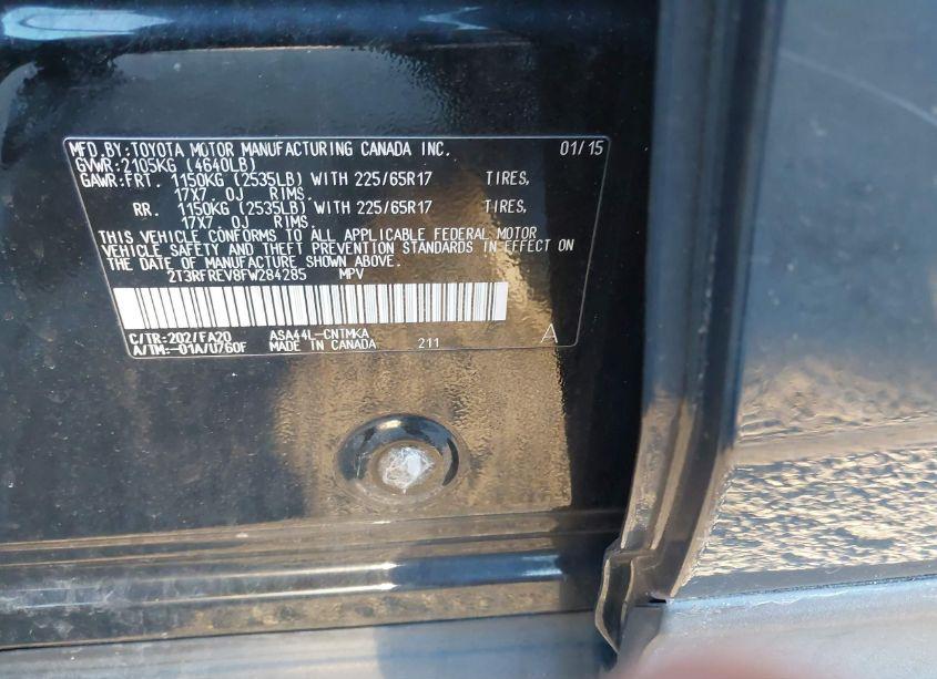 Photo 9 of 2015 Toyota Rav4 XLE (VIN 2T3RFREV8FW284285)