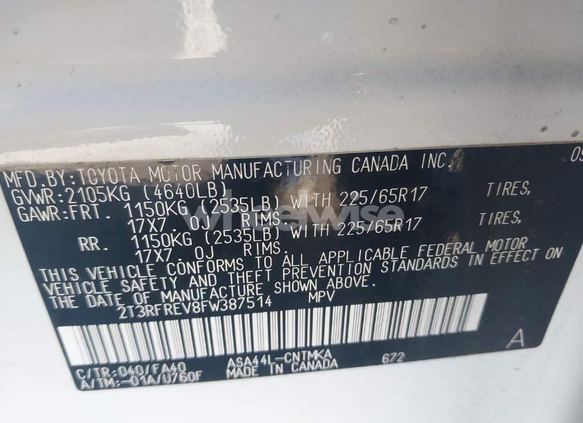 Photo 9 of 2015 Toyota Rav4 XLE (VIN 2T3RFREV8FW387514)