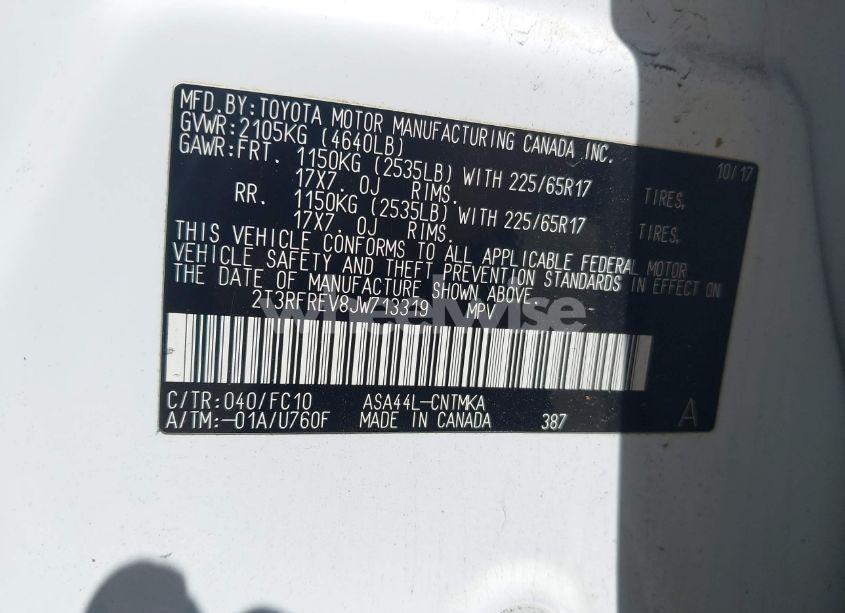 Photo 9 of 2018 Toyota Rav4 XLE (VIN 2T3RFREV8JW713319)