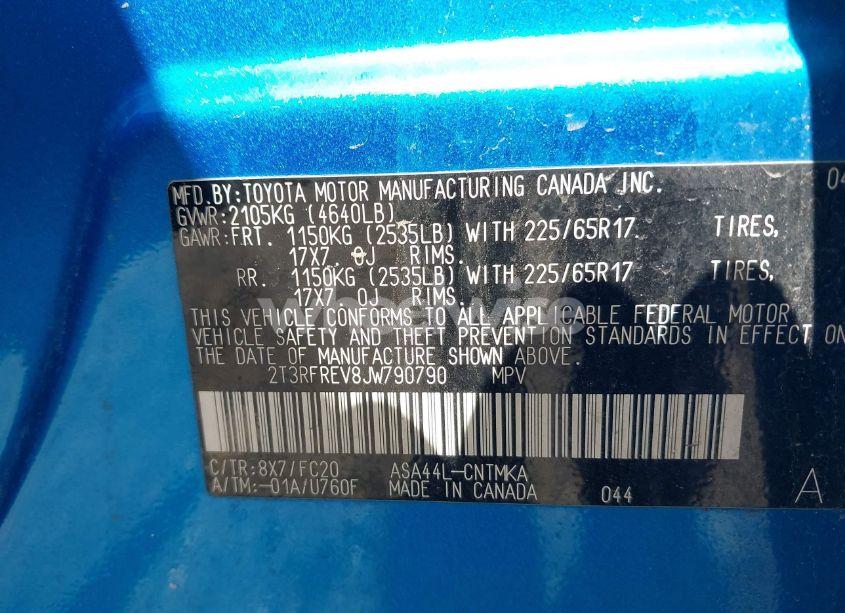 Photo 9 of 2018 Toyota Rav4 XLE (VIN 2T3RFREV8JW790790)