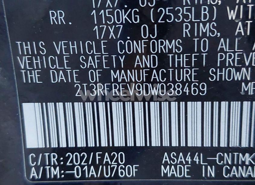 Photo 9 of 2013 Toyota Rav4 XLE (VIN 2T3RFREV9DW038469)