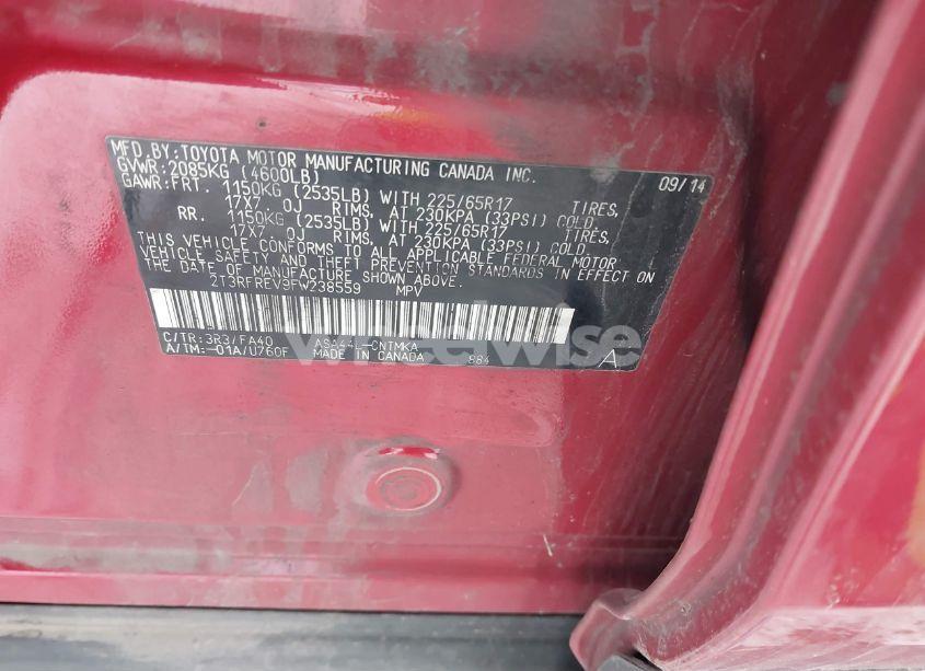 Photo 9 of 2015 Toyota Rav4 XLE (VIN 2T3RFREV9FW238559)