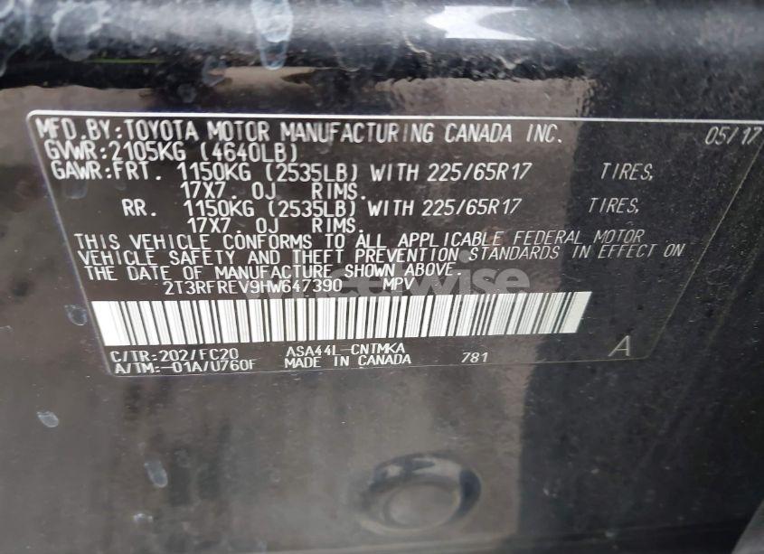 Photo 9 of 2017 Toyota Rav4 XLE (VIN 2T3RFREV9HW647390)