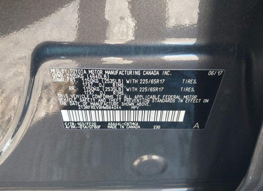 Photo 9 of 2017 Toyota Rav4 XLE (VIN 2T3RFREV9HW664044)