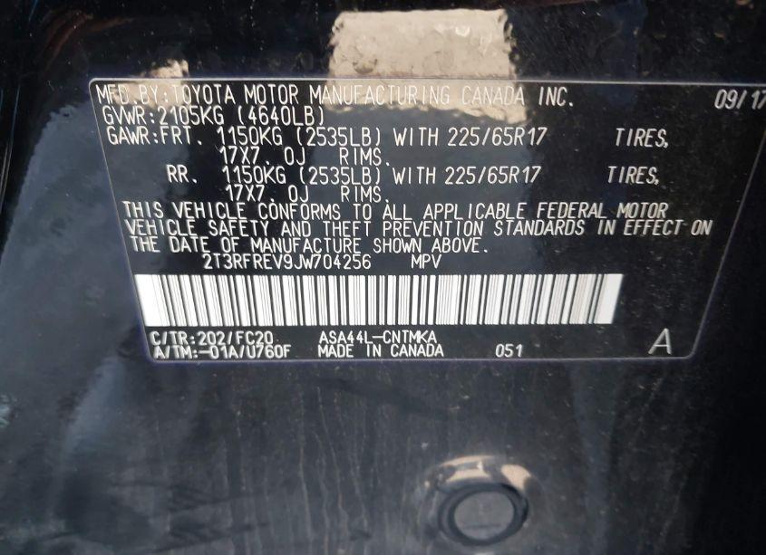 Photo 9 of 2018 Toyota Rav4 XLE (VIN 2T3RFREV9JW704256)