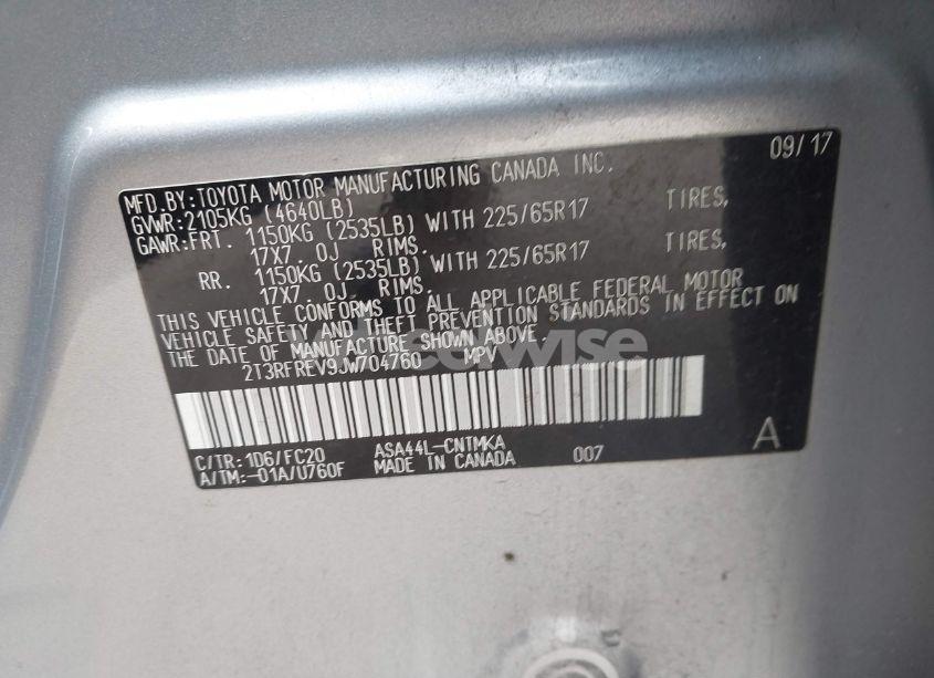 Photo 9 of 2018 Toyota Rav4 XLE (VIN 2T3RFREV9JW704760)