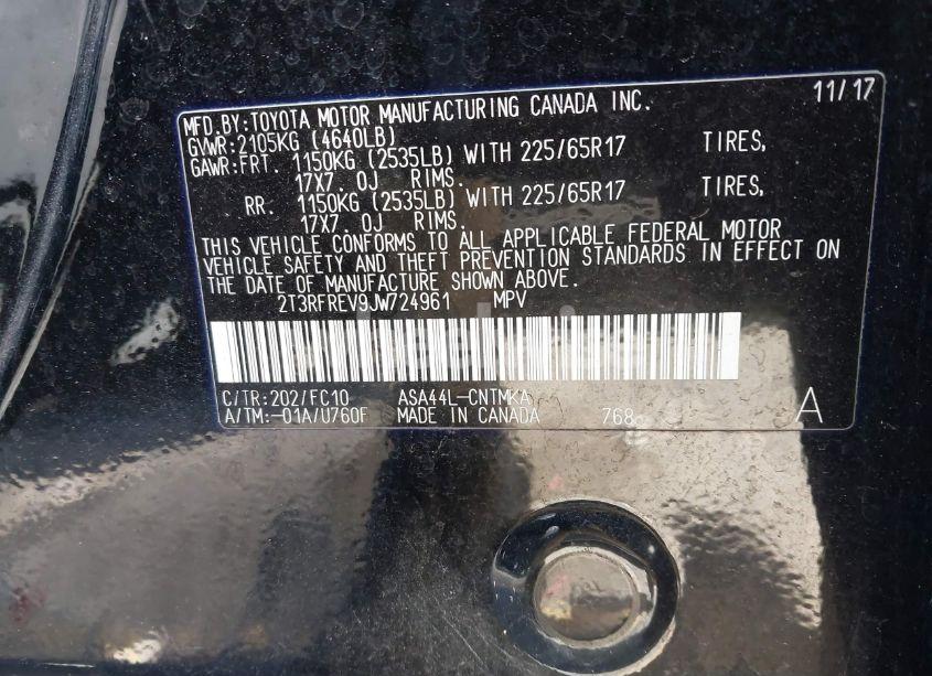 Photo 9 of 2018 Toyota Rav4 ADVENTURE/XLE (VIN 2T3RFREV9JW724961)