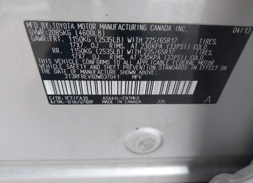 Photo 9 of 2013 Toyota Rav4 XLE (VIN 2T3RFREVXDW037041)