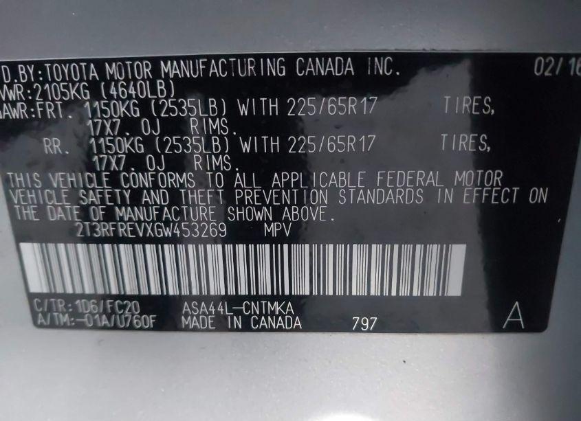 Photo 9 of 2016 Toyota Rav4 XLE (VIN 2T3RFREVXGW453269)