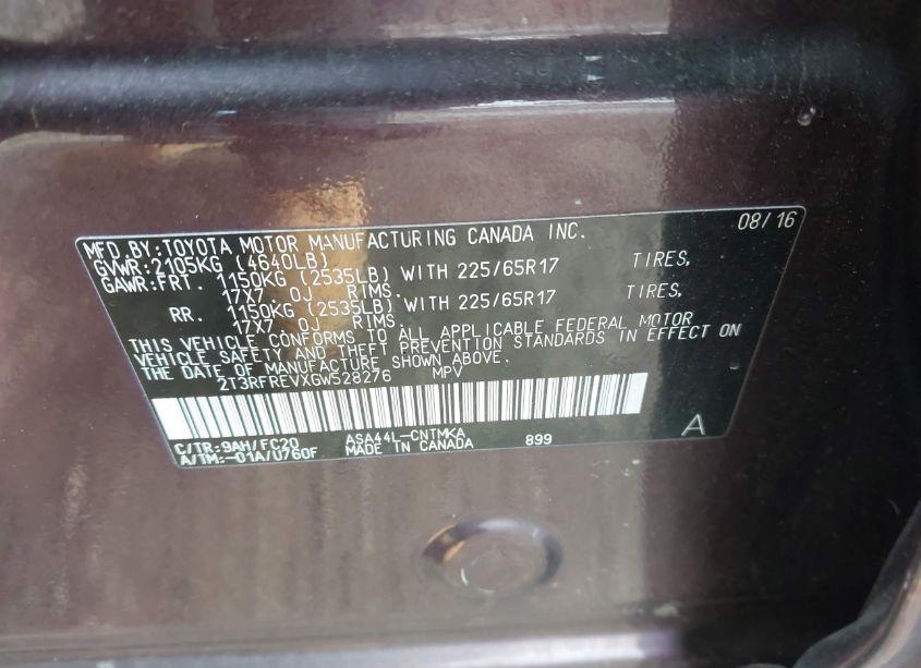 Photo 9 of 2016 Toyota Rav4 XLE (VIN 2T3RFREVXGW528276)