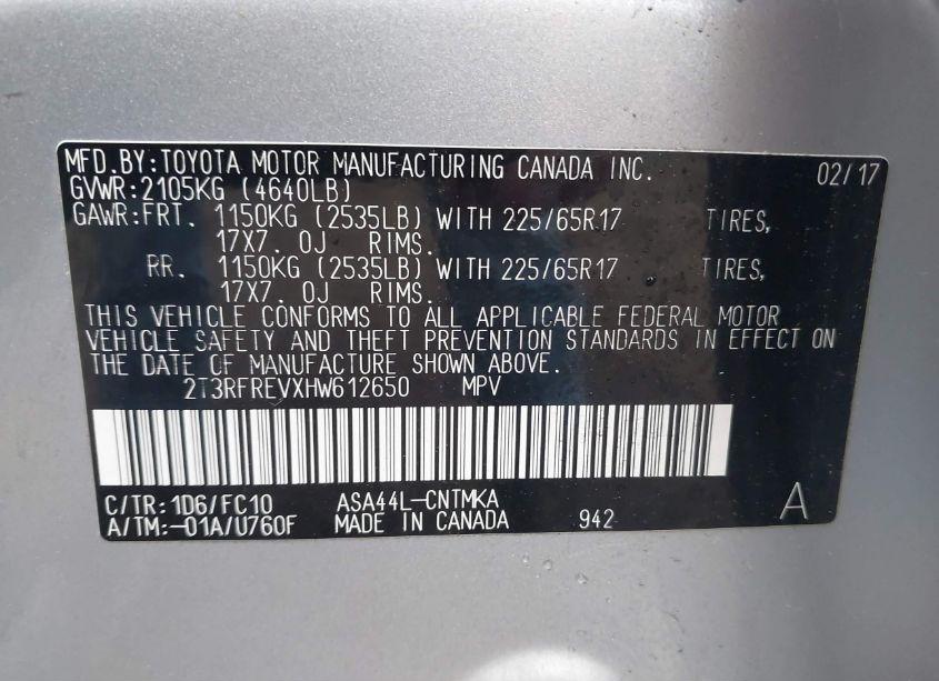 Photo 9 of 2017 Toyota Rav4 XLE (VIN 2T3RFREVXHW612650)