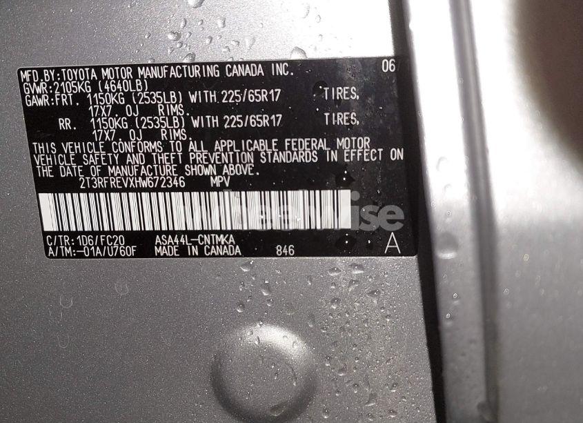 Photo 9 of 2017 Toyota Rav4 XLE (VIN 2T3RFREVXHW672346)