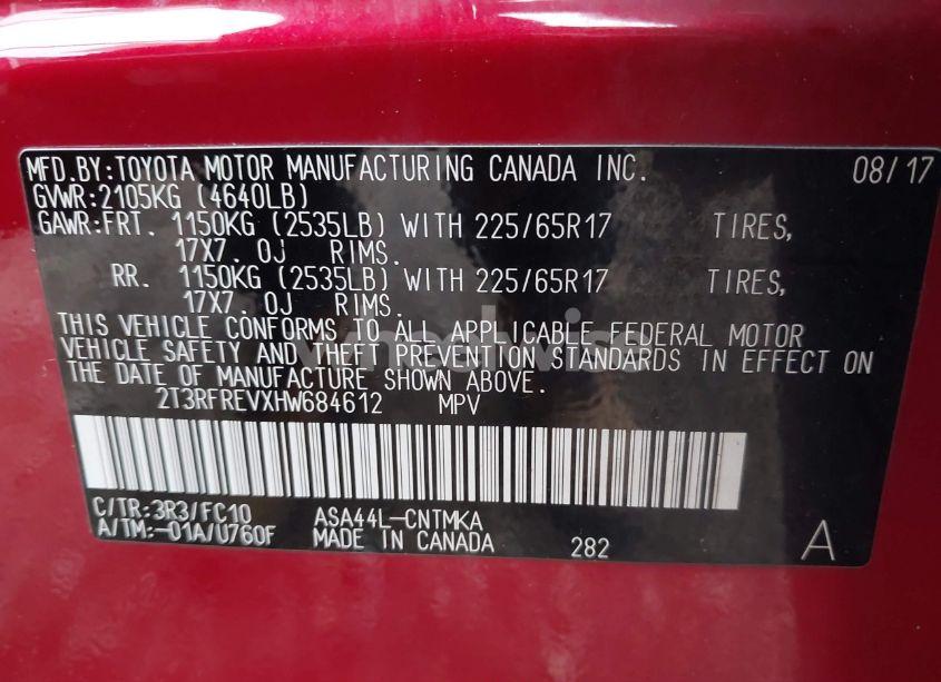 Photo 9 of 2017 Toyota Rav4 XLE (VIN 2T3RFREVXHW684612)