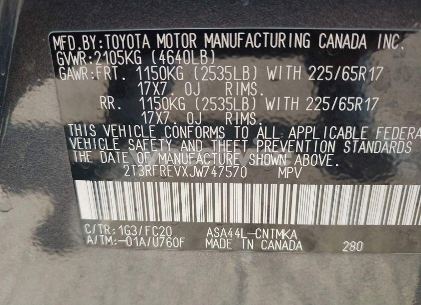 Photo 9 of 2018 Toyota Rav4 ADVENTURE/XLE (VIN 2T3RFREVXJW747570)