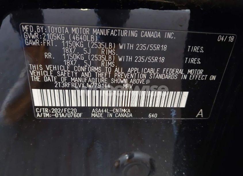 Photo 9 of 2018 Toyota Rav4 ADVENTURE/XLE (VIN 2T3RFREVXJW779144)