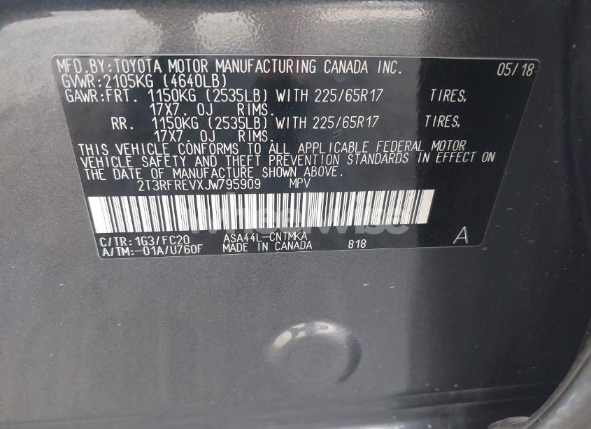 Photo 9 of 2018 Toyota Rav4 XLE (VIN 2T3RFREVXJW795909)