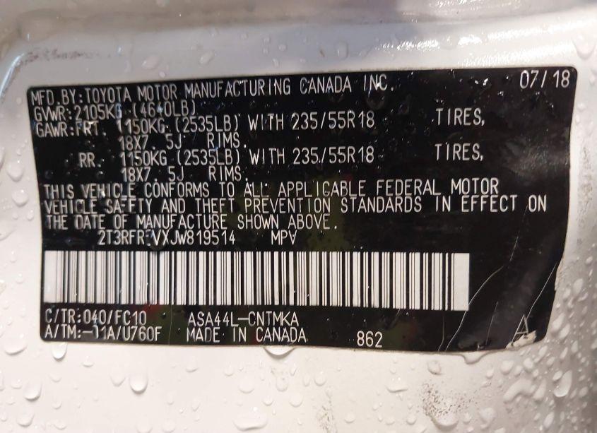 Photo 9 of 2018 Toyota Rav4 ADVENTURE/XLE (VIN 2T3RFREVXJW819514)