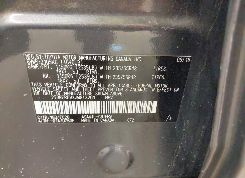 Photo 9 of 2018 Toyota Rav4 ADVENTURE (VIN 2T3RFREVXJW843201)