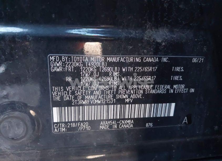 Photo 9 of 2021 Toyota Rav4 HYBRID XLE (VIN 2T3RWRFV0MW121531)