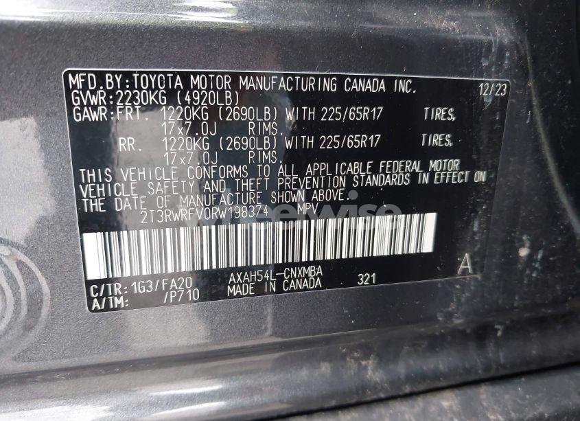 Photo 9 of 2024 Toyota Rav4 HYBRID XLE (VIN 2T3RWRFV0RW198374)