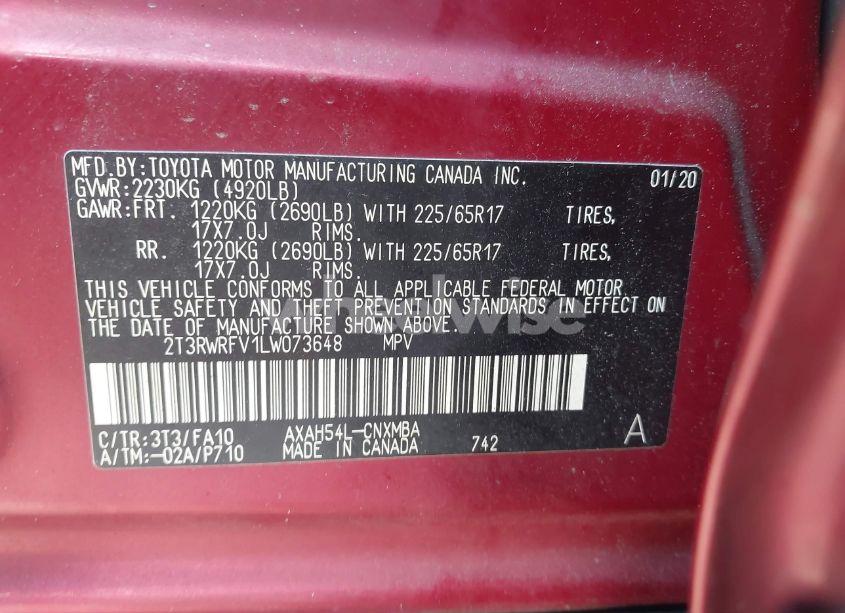 Photo 9 of 2020 Toyota Rav4 HYBRID XLE (VIN 2T3RWRFV1LW073648)